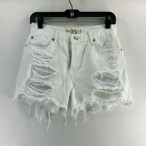 Free People Maggie Mid Rise Denim Shorts -Optic White- Size 25- NWOT